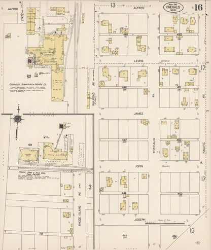 Sanborn Fire Insurance Map from Chehalis, Lewis County, Washington (1912), Sheet #0016 - Complete Map Set gallery image, historic Sanborn map, vintage wall art, Washington Washington