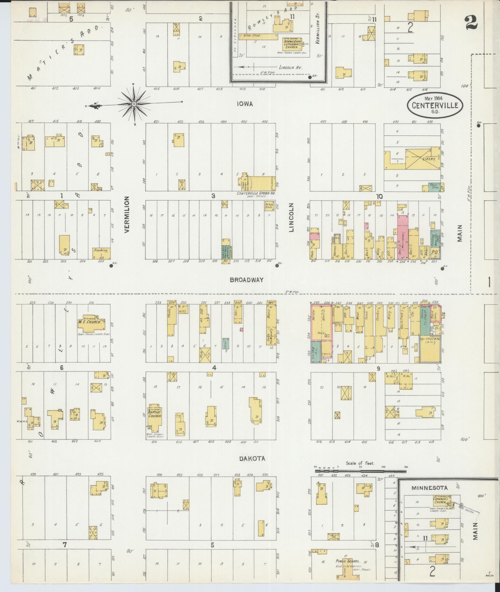Sanborn Fire Insurance Map from Centerville, Turner County, South Dakota (1904), Sheet #0002 - Historic Sanborn Fire Insurance Map Print, vintage old map wall art, antique decor, genealogy gift, South Dakota South Dakota map