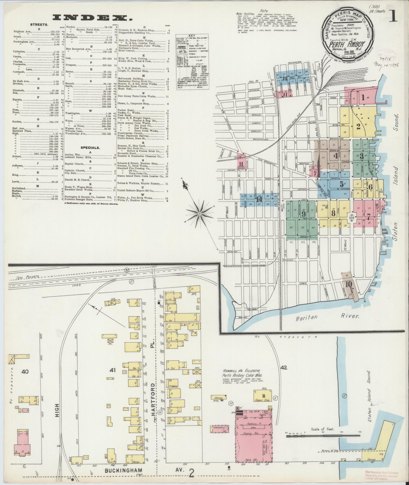 Sanborn Fire Insurance Map from Perth Amboy, Middlesex County, New Jersey. (1896) – Historic Sanborn Fire Insurance Map Print