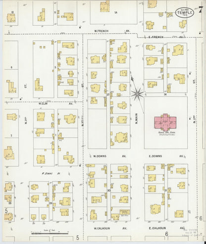 Sanborn Fire Insurance Map from Temple, Bell County, Texas (1900), Sheet #0007 - Complete Map Set gallery image, historic Sanborn map, vintage wall art, Texas Texas