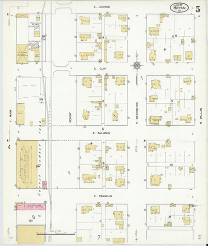 Sanborn Fire Insurance Map from Bryan, Brazos County, Texas (1912), Sheet #0005 - Complete Map Set gallery image, historic Sanborn map, vintage wall art, Texas Texas