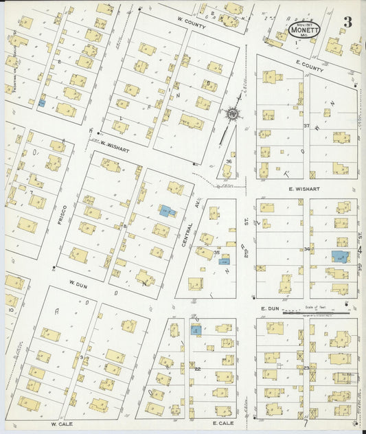 Sanborn Fire Insurance Map from Monett, Barry County, Missouri (1917), Sheet #0003 - Historic Sanborn Fire Insurance Map Print, vintage old map wall art, antique decor, genealogy gift, Missouri Missouri map
