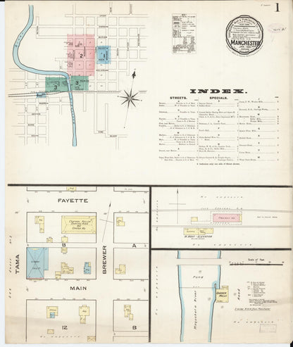 Sanborn Fire Insurance Map from Manchester, Delaware County, Iowa (1886), Sheet #0001 - Complete Map Set gallery image, historic Sanborn map, vintage wall art, Manchester Delaware