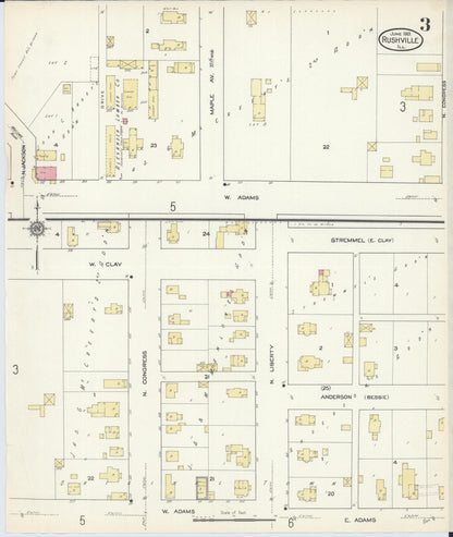 Sanborn Fire Insurance Map from Rushville, Schuyler County, Illinois (1913), Sheet #0003 - Complete Map Set gallery image, historic Sanborn map, vintage wall art, Illinois Illinois