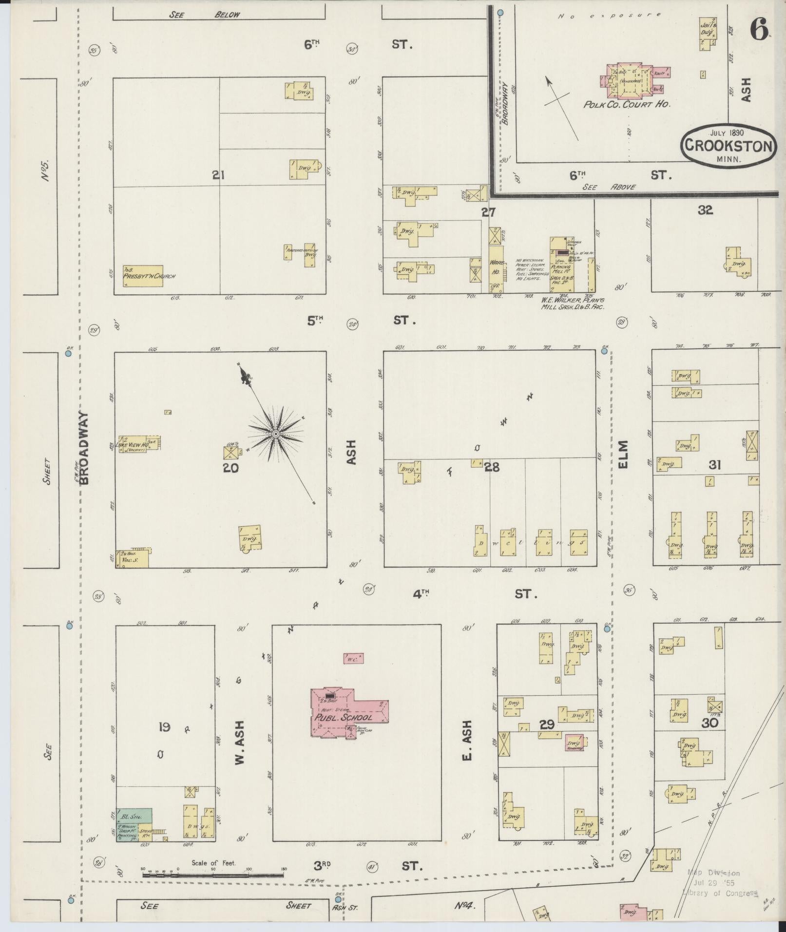 Sanborn Fire Insurance Map from Crookston, Polk County, Minnesota (1890), Sheet #0006 - Complete Map Set gallery image, historic Sanborn map, vintage wall art, Minnesota Minnesota