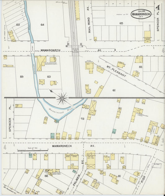 Sanborn Fire Insurance Map from Mamaroneck, Westchester County, New York (1892), Sheet #0004 - Historic Sanborn Fire Insurance Map Print, vintage old map wall art, antique decor, genealogy gift, New York New York map