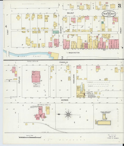 Sanborn Fire Insurance Map from New Bremen, Auglaize County, Ohio (1899), Sheet #0003 - Historic Sanborn Fire Insurance Map Print, vintage old map wall art, antique decor, genealogy gift, Ohio Ohio map