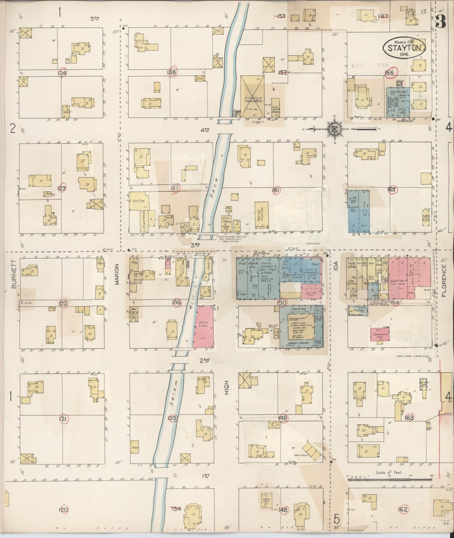 Sanborn Fire Insurance Map from Stayton, Marion County, Oregon (1931), Sheet #0003 - Complete Map Set gallery image, historic Sanborn map, vintage wall art, Oregon Oregon