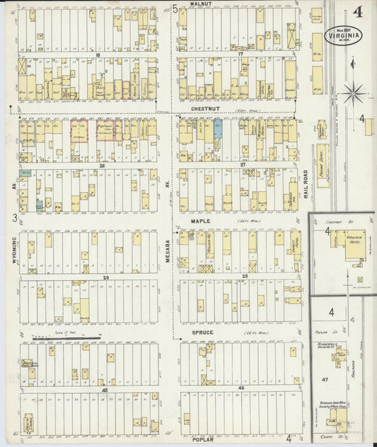 Sanborn Fire Insurance Map from Virginia, Saint Louis County, Minnesota (1897), Sheet #0004 - Historic Sanborn Fire Insurance Map Print, vintage old map wall art, antique decor, genealogy gift, Minnesota Minnesota map