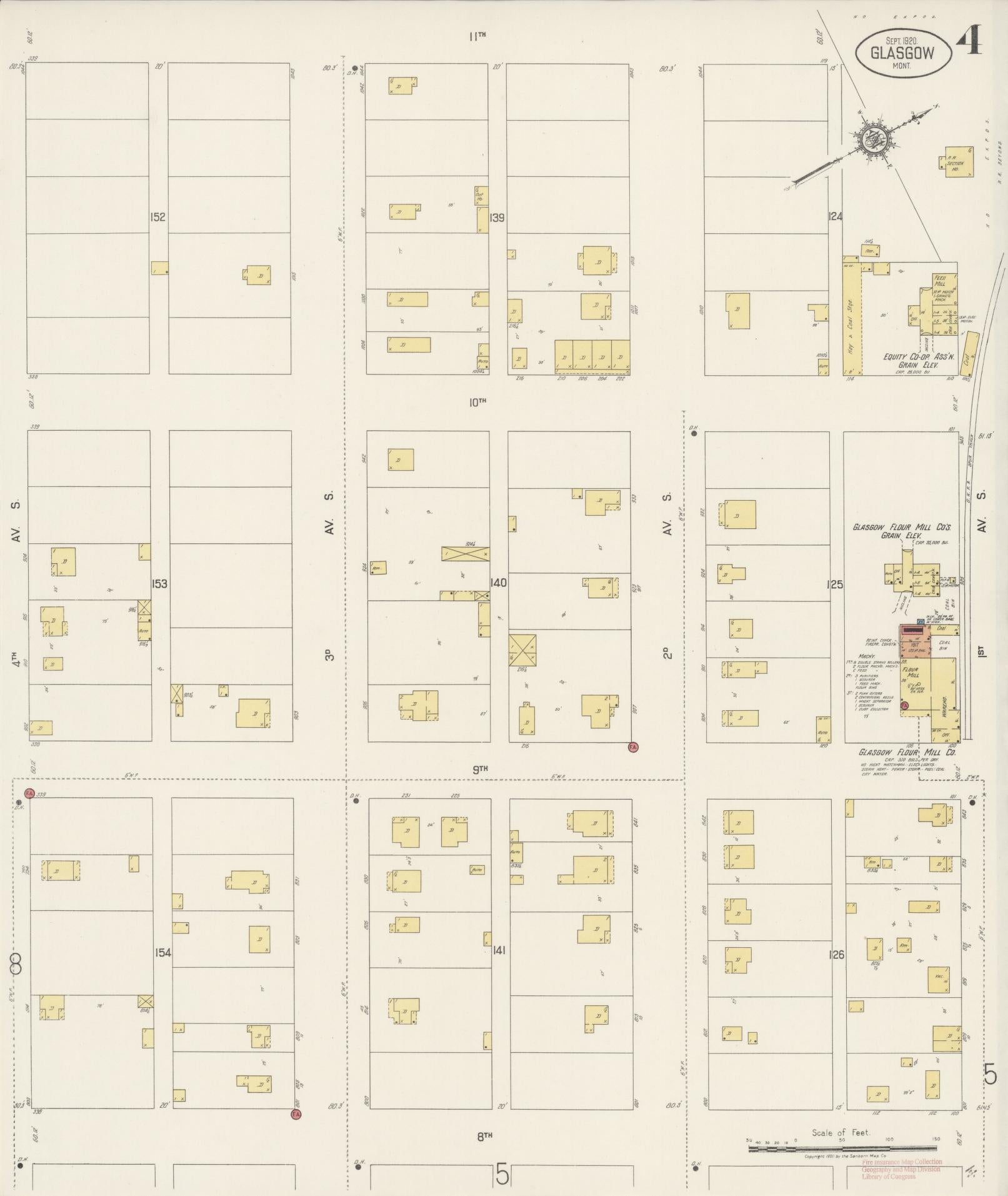 Sanborn Fire Insurance Map from Glasgow, Valley County, Montana (1920), Sheet #0004 - Historic Sanborn Fire Insurance Map Print, vintage old map wall art, antique decor, genealogy gift, Montana Montana map