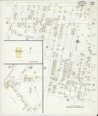 Sanborn Fire Insurance Map from Selma, Dallas County, Alabama (1913), Sheet #0037 - Complete Map Set gallery image, historic Sanborn map, vintage wall art, Alabama Alabama