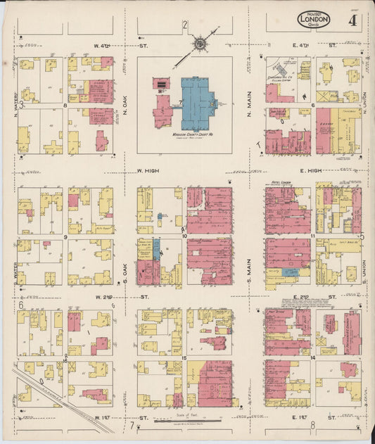 Sanborn Fire Insurance Map from London, Madison County, Ohio (1921), Sheet #0004 - Historic Sanborn Fire Insurance Map Print, vintage old map wall art, antique decor, genealogy gift, Ohio Ohio map