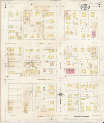 Sanborn Fire Insurance Map from Wewoka, Seminole County, Oklahoma (1945), Sheet #0007 - Complete Map Set gallery image, historic Sanborn map, vintage wall art, Oklahoma Oklahoma
