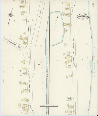 Sanborn Fire Insurance Map from Hampton Beach, Rockingham County, New Hampshire (1912), Sheet #0007 - Complete Map Set gallery image, historic Sanborn map, vintage wall art, New Hampshire New Hampshire