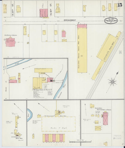 Sanborn Fire Insurance Map from Paducah, Mccraken County, Kentucky (1893), Sheet #0015 - Complete Map Set gallery image, historic Sanborn map, vintage wall art, Kentucky Kentucky