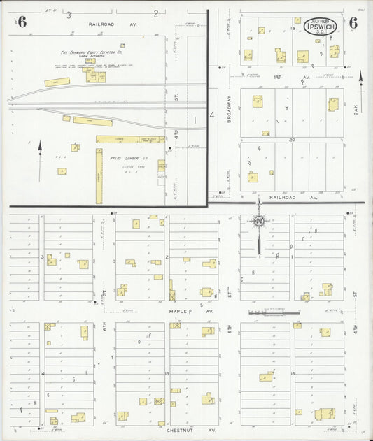 Sanborn Fire Insurance Map from Ipswich, Edmunds County, South Dakota (1929), Sheet #0006 - Historic Sanborn Fire Insurance Map Print, vintage old map wall art, antique decor, genealogy gift, South Dakota South Dakota map