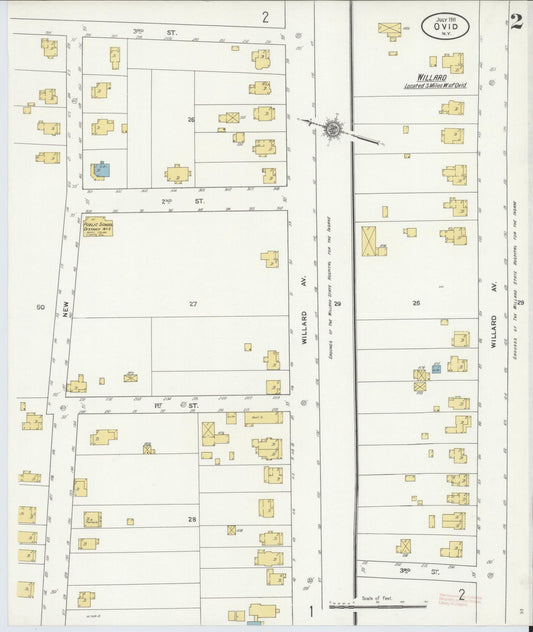 Sanborn Fire Insurance Map from Ovid, Seneca County, New York (1911), Sheet #0002 - Historic Sanborn Fire Insurance Map Print, vintage old map wall art, antique decor, genealogy gift, New York New York map