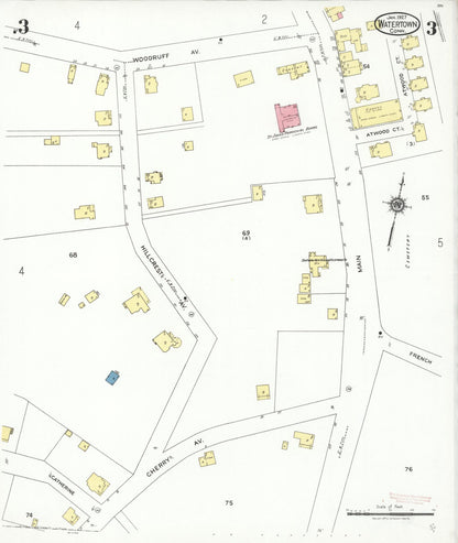 Sanborn Fire Insurance Map from Watertown, Litchfield County, Connecticut (1927), Sheet #0003 - Complete Map Set gallery image, historic Sanborn map, vintage wall art, Connecticut Connecticut