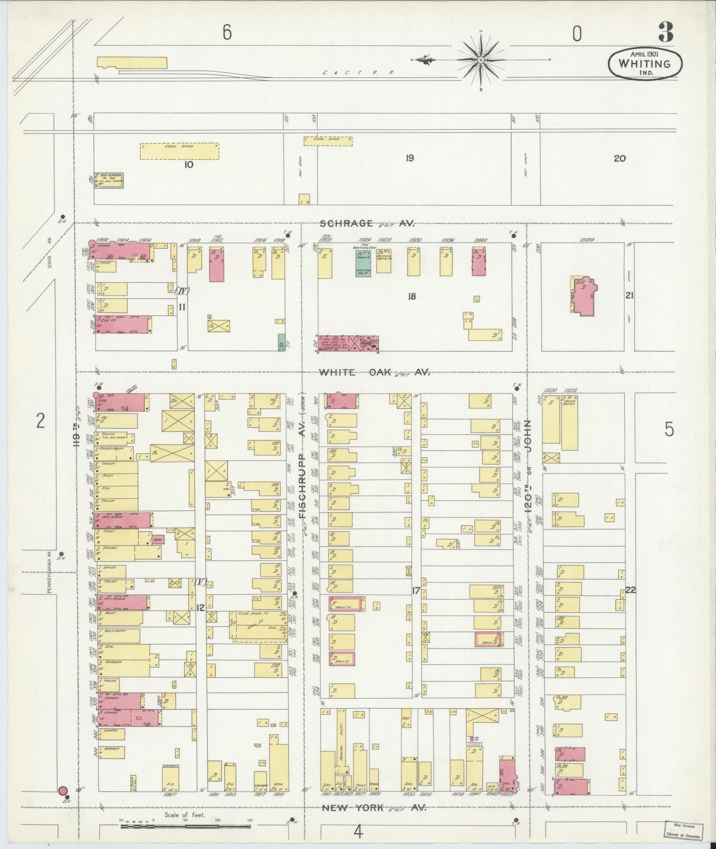 Sanborn Fire Insurance Map from Whiting, Lake County, Indiana (1901), Sheet #0003 - Complete Map Set gallery image, historic Sanborn map, vintage wall art, Indiana Indiana