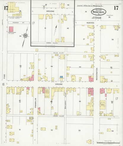 Sanborn Fire Insurance Map from Waynesburg, Greene County, Pennsylvania (1925), Sheet #0017 - Complete Map Set gallery image, historic Sanborn map, vintage wall art, Pennsylvania Pennsylvania
