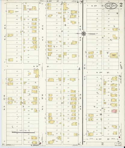 Sanborn Fire Insurance Map from Gas City, Grant County, Indiana (1911), Sheet #0002 - Complete Map Set gallery image, historic Sanborn map, vintage wall art, Indiana Indiana
