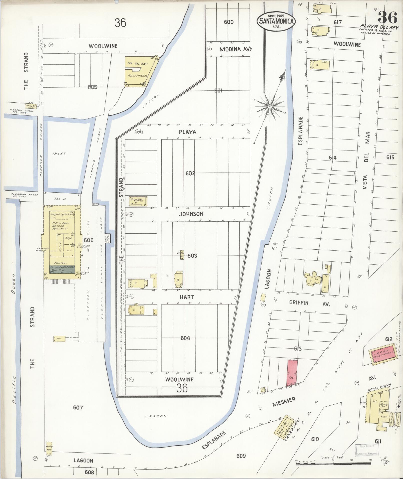 Sanborn Fire Insurance Map from Santa Monica, Los Angeles County, California (1909), Sheet #0036 - Complete Map Set gallery image, historic Sanborn map, vintage wall art, California California