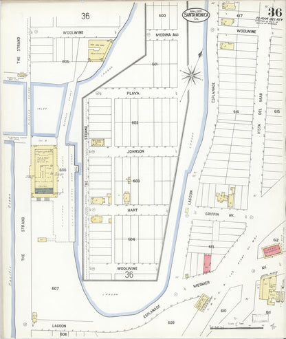 Sanborn Fire Insurance Map from Santa Monica, Los Angeles County, California (1909), Sheet #0036 - Complete Map Set gallery image, historic Sanborn map, vintage wall art, California California