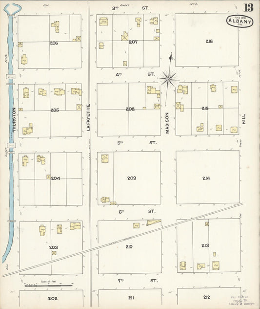 Sanborn Fire Insurance Map from Albany, Linn County, Oregon (1890), Sheet #0013 - Historic Sanborn Fire Insurance Map Print, vintage old map wall art, antique decor, genealogy gift, Oregon Oregon map
