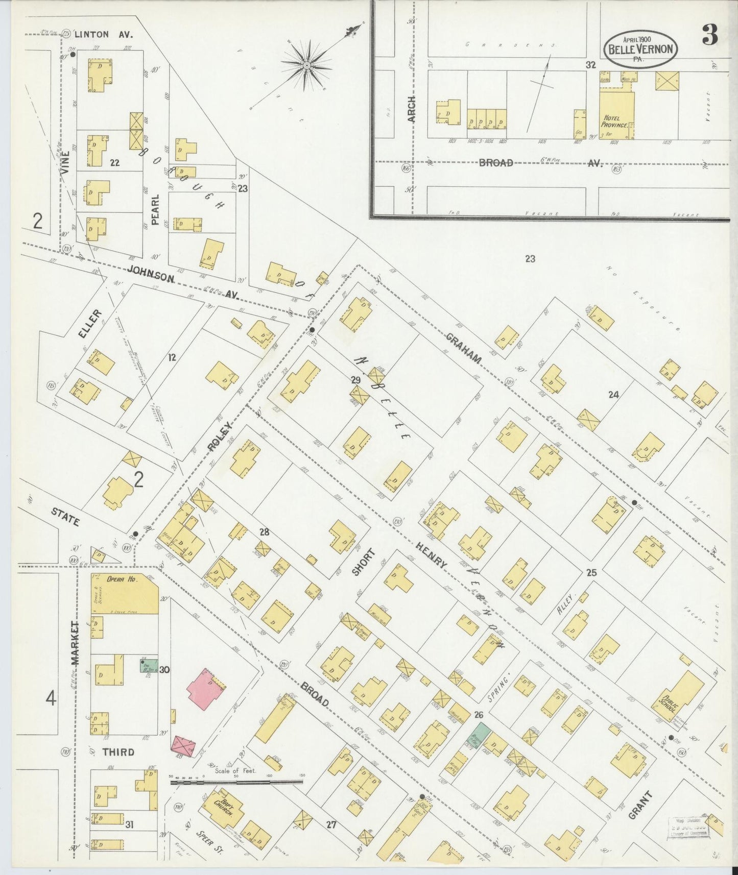Sanborn Fire Insurance Map from Belle Vernon, Fayette County, Pennsylvania (1900), Sheet #0003 - Historic Sanborn Fire Insurance Map Print, vintage old map wall art, antique decor, genealogy gift, Pennsylvania Pennsylvania map