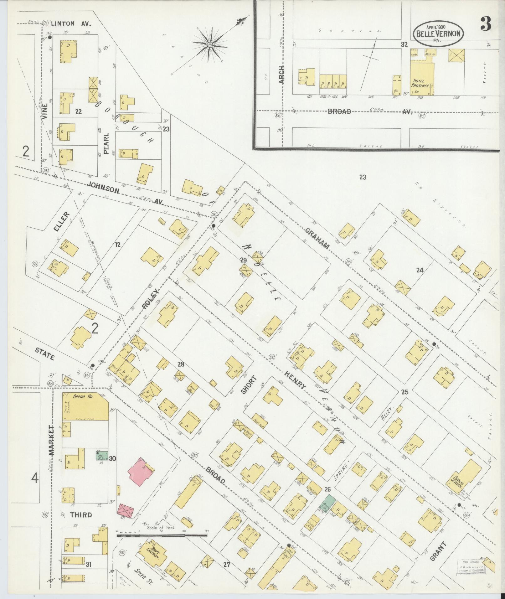 Sanborn Fire Insurance Map from Belle Vernon, Fayette County, Pennsylvania (1900), Sheet #0003 - Historic Sanborn Fire Insurance Map Print, vintage old map wall art, antique decor, genealogy gift, Pennsylvania Pennsylvania map