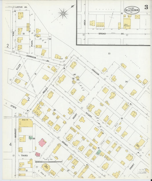 Sanborn Fire Insurance Map from Belle Vernon, Fayette County, Pennsylvania (1900), Sheet #0003 - Historic Sanborn Fire Insurance Map Print, vintage old map wall art, antique decor, genealogy gift, Pennsylvania Pennsylvania map