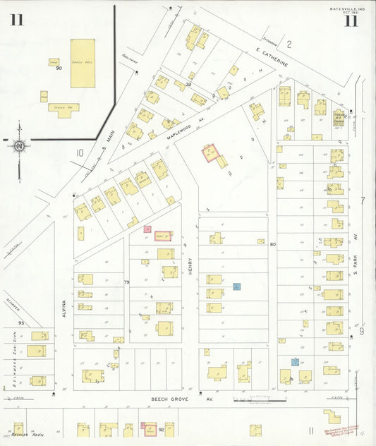 Sanborn Fire Insurance Map from Batesville, Ripley County, Indiana (1931), Sheet #0011 - Historic Sanborn Fire Insurance Map Print, vintage old map wall art, antique decor, genealogy gift, Indiana Indiana map