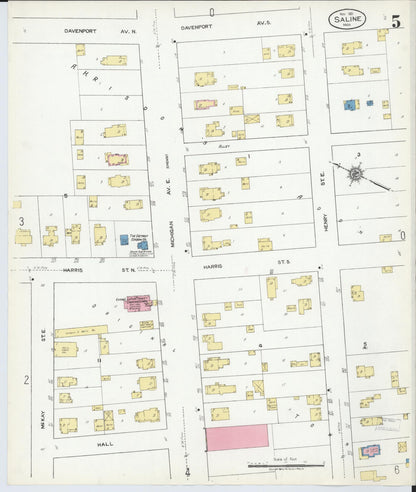 Sanborn Fire Insurance Map from Saline, Washtenaw County, Michigan (1921), Sheet #0005 - Complete Map Set gallery image, historic Sanborn map, vintage wall art, Michigan Michigan