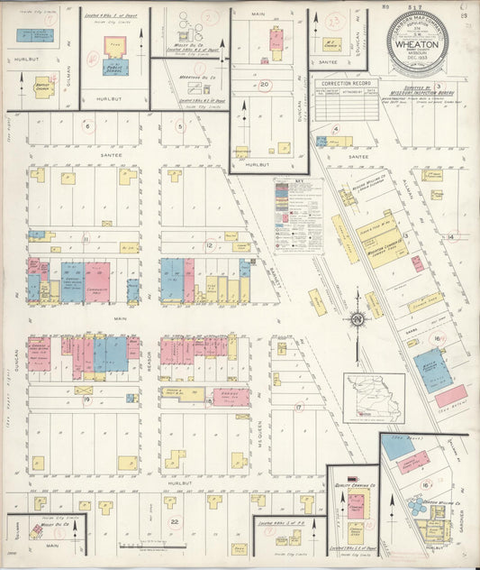 Sanborn Fire Insurance Map from Wheaton, Barry County, Missouri (1933), Sheet #0001 - Historic Sanborn Fire Insurance Map Print, vintage old map wall art, antique decor, genealogy gift, Missouri Missouri map