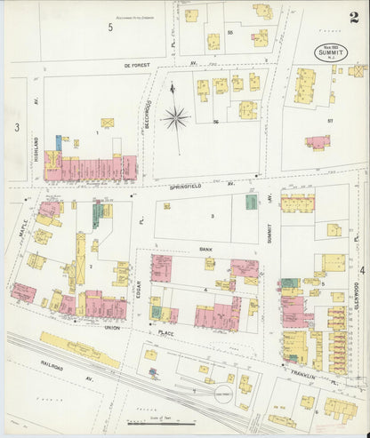 Sanborn Fire Insurance Map from Summit, Union County, New Jersey (1903), Sheet #0002 - Historic Sanborn Fire Insurance Map Print, vintage old map wall art, antique decor, genealogy gift, New Jersey New Jersey map