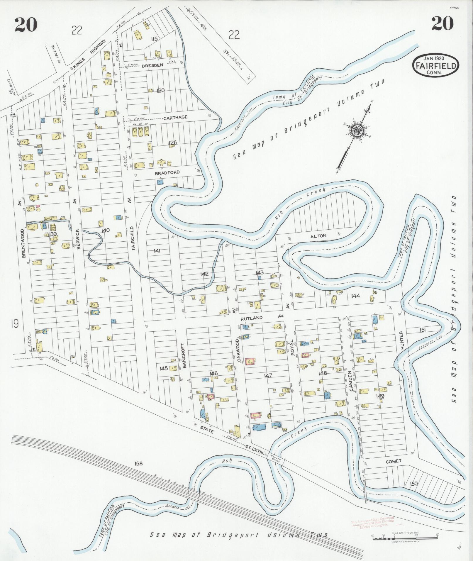 Sanborn Fire Insurance Map from Fairfield, Fairfield County, Connecticut (1930), Sheet #0020 - Complete Map Set gallery image, historic Sanborn map, vintage wall art, Connecticut Connecticut