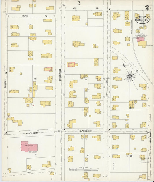 Sanborn Fire Insurance Map from Canisteo, Steuben County, New York (1904), Sheet #0002 - Historic Sanborn Fire Insurance Map Print, vintage old map wall art, antique decor, genealogy gift, New York New York map