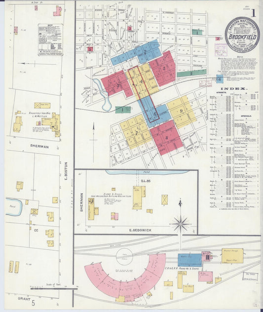 Sanborn Fire Insurance Map from Brookfield, Linn County, Missouri (1905), Sheet #0001 - Historic Sanborn Fire Insurance Map Print, vintage old map wall art, antique decor, genealogy gift, Missouri Missouri map