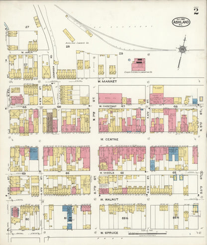 Sanborn Fire Insurance Map from Ashland, Schuylkill County, Pennsylvania (1921), Sheet #0002 - Historic Sanborn Fire Insurance Map Print, vintage old map wall art, antique decor, genealogy gift, Pennsylvania Pennsylvania map