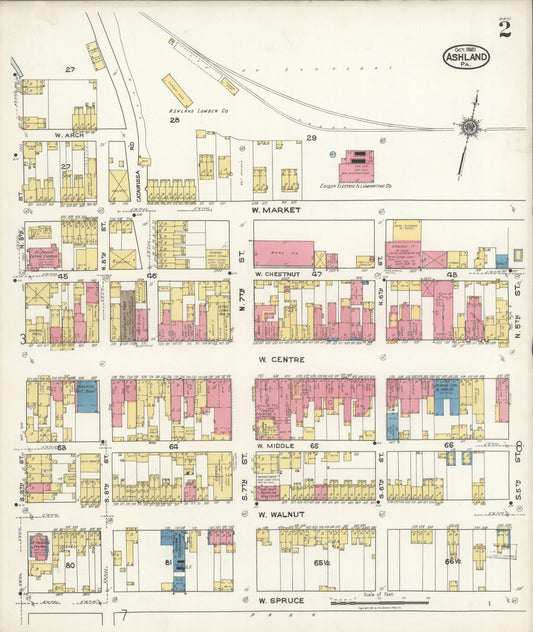 Sanborn Fire Insurance Map from Ashland, Schuylkill County, Pennsylvania (1921), Sheet #0002 - Historic Sanborn Fire Insurance Map Print, vintage old map wall art, antique decor, genealogy gift, Pennsylvania Pennsylvania map
