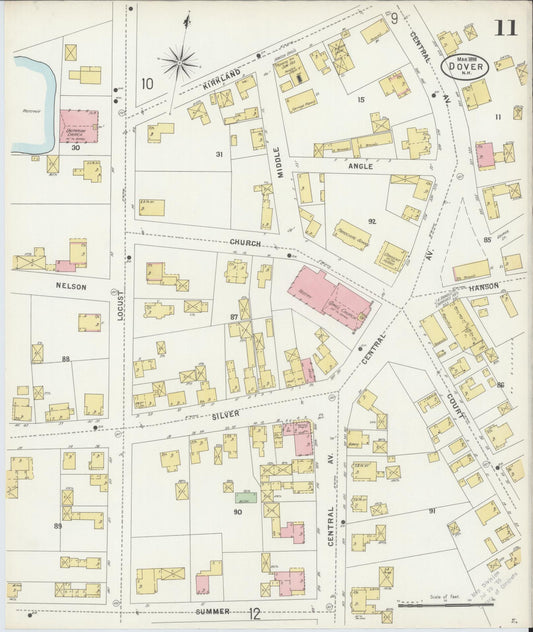Sanborn Fire Insurance Map from Dover, Strafford County, New Hampshire (1898), Sheet #0011 - Historic Sanborn Fire Insurance Map Print, vintage old map wall art, antique decor, genealogy gift, New Hampshire New Hampshire map