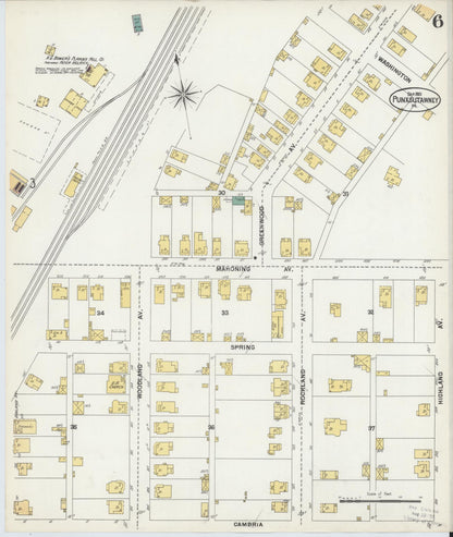 Sanborn Fire Insurance Map from Punxsutawney, Jefferson County, Pennsylvania (1901), Sheet #0006 - Historic Sanborn Fire Insurance Map Print, vintage old map wall art, antique decor, genealogy gift, Pennsylvania Pennsylvania map