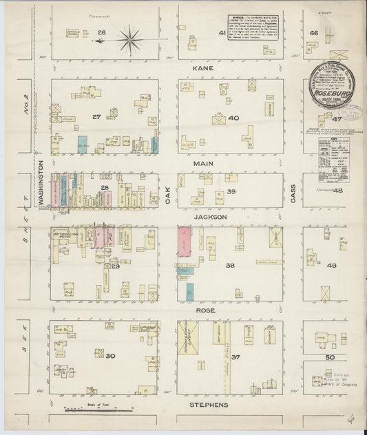 Sanborn Fire Insurance Map from Roseburg, Douglas County, Oregon (1884), Sheet #0001 - Historic Sanborn Fire Insurance Map Print, vintage old map wall art, antique decor, genealogy gift, Oregon Oregon map