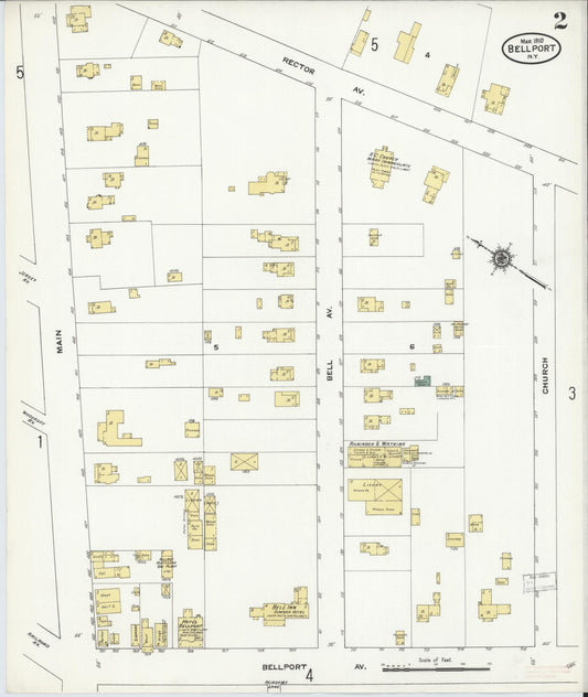 Sanborn Fire Insurance Map from Bellport, Suffolk County, New York (1910), Sheet #0002 - Historic Sanborn Fire Insurance Map Print, vintage old map wall art, antique decor, genealogy gift, New York New York map