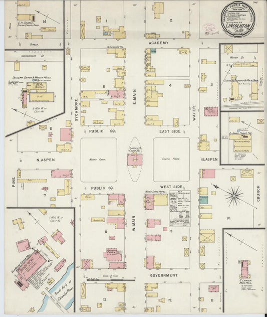 Sanborn Fire Insurance Map from Lincolnton, Lincoln County, North Carolina. (1896) – Historic Sanborn Fire Insurance Map Print