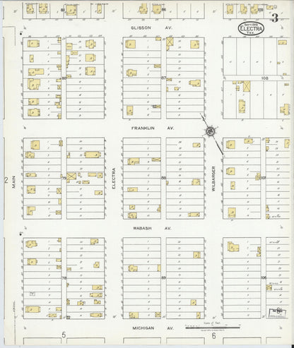 Sanborn Fire Insurance Map from Electra, Wichita County, Texas (1919), Sheet #0003 - Complete Map Set gallery image, historic Sanborn map, vintage wall art, Texas Texas