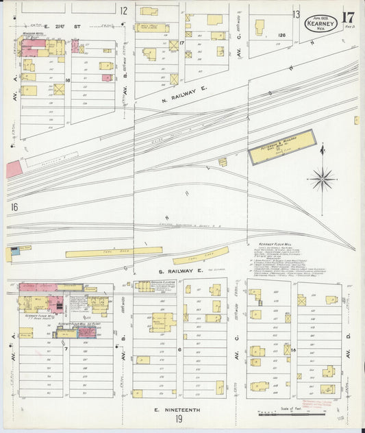 Sanborn Fire Insurance Map from Kearney, Buffalo County, Nebraska (1909), Sheet #0017 - Historic Sanborn Fire Insurance Map Print, vintage old map wall art, antique decor, genealogy gift, Nebraska Nebraska map