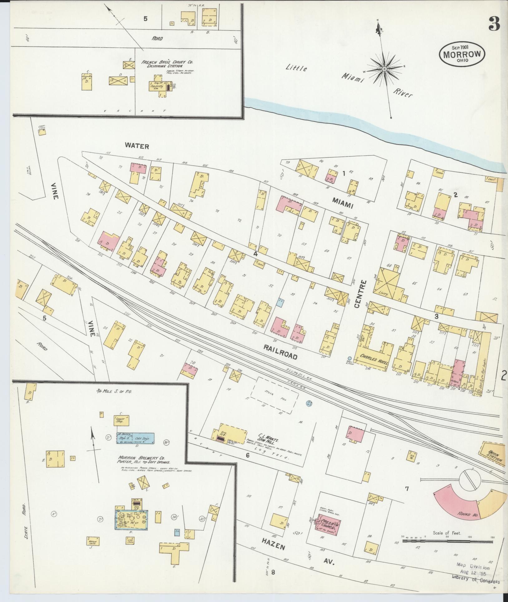 Sanborn Fire Insurance Map from Morrow, Warren County, Ohio (1901), Sheet #0003 - Complete Map Set gallery image, historic Sanborn map, vintage wall art, Ohio Ohio