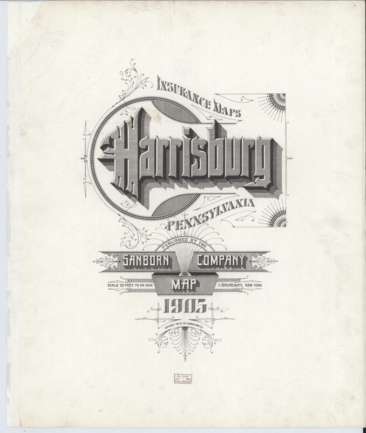 Sanborn Fire Insurance Map from Harrisburg, Dauphin County, Pennsylvania (1905), Sheet #0001 - Historic Sanborn Fire Insurance Map Print, vintage old map wall art, antique decor, genealogy gift, Pennsylvania Pennsylvania map