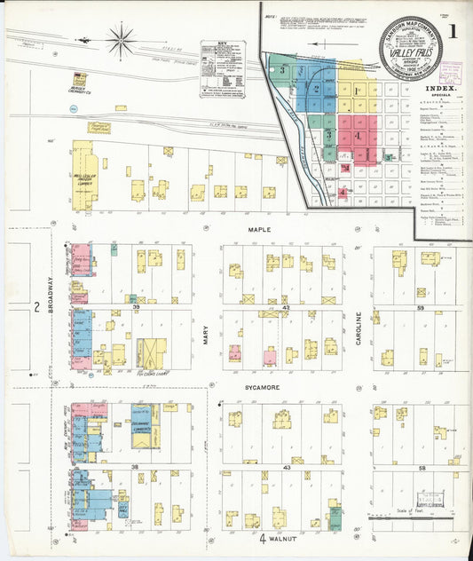 Sanborn Fire Insurance Map from Valley Falls, Jefferson County, Kansas (1905), Sheet #0001 - Complete Map Set gallery image, historic Sanborn map, vintage wall art, Kansas Kansas